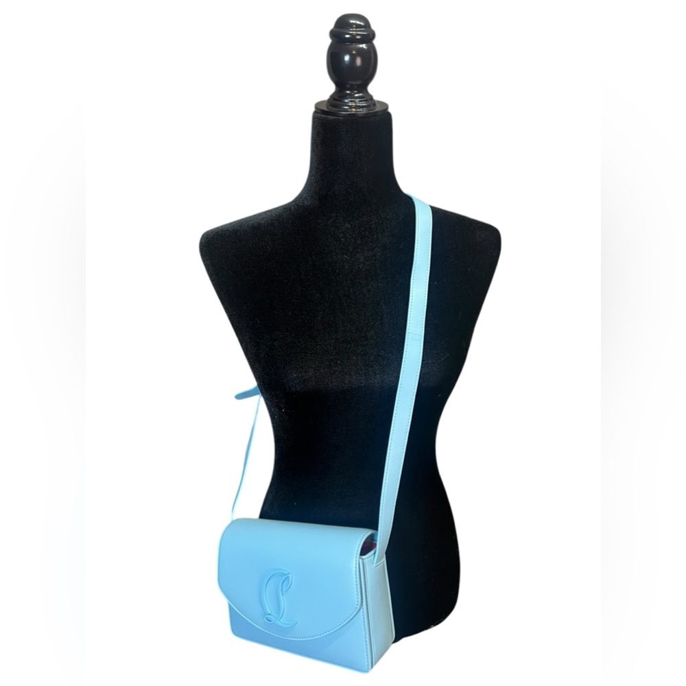 Christian Louboutin Loubi54 Small Leather Crossbody Bag Mint / Light Blue Color - Picture 4 of 15